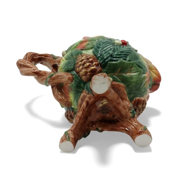 FITZ and FLOYD Christmas Lodge Pitcher Creamer With Pinecone and Leaf Design - Picture 12 of 13